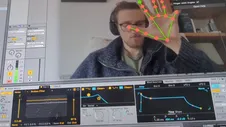 Ableton controlled by hand movements mapped to MIDI